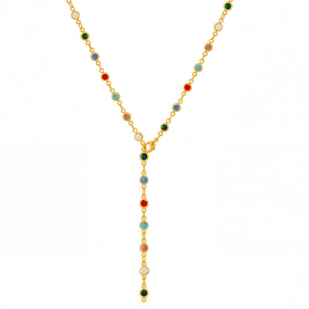 Collier en Y plongeant et chaîne à pompons avec perles multicolores - 8