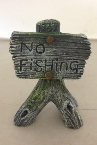 Betta Aquarium Fish Tank Ornament No Fishing Sign Grey