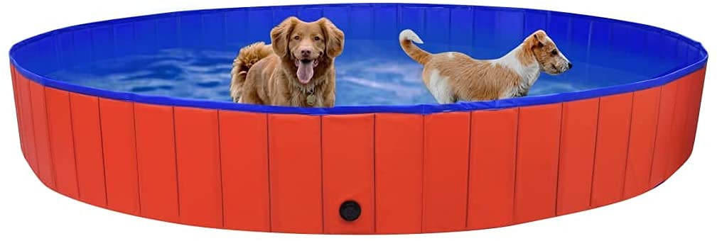 FAMIROSA Foldable Dog Swimming Pool Red 78.7
