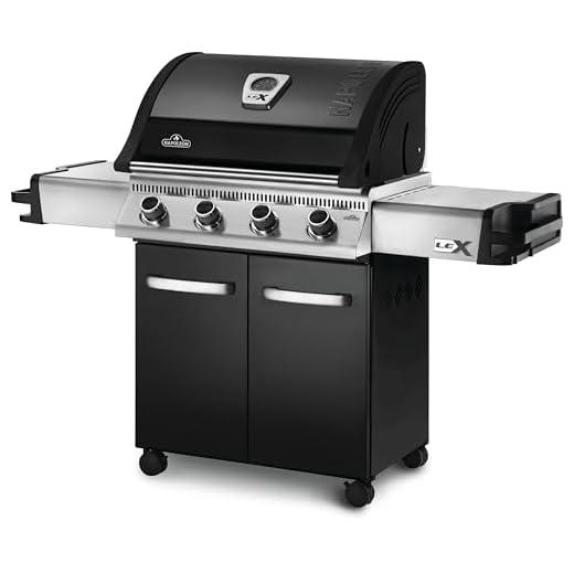 Napoleon 485 Stainless Steel Propane Gas Outdoor Grill – 4-Burner BBQ with Instant Ignition & Locking Caster Wheels