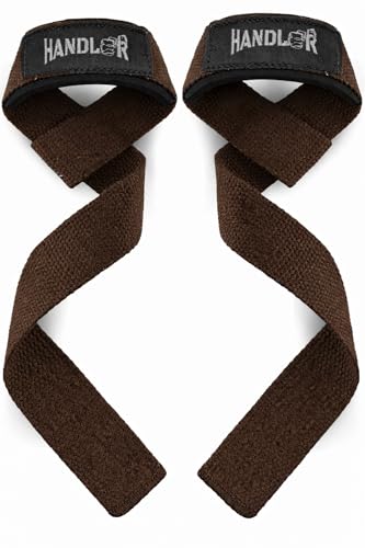 Image of Handler 23-Inch Weight Lifting Straps for Gym Workout - Wrist Support Wraps for Deadlifts, Calisthenics, Boxing & Strength Training - Non-Slip Grip, Neoprene Padded Gym Accessories for Men & Women (Brown, 23 Inches)