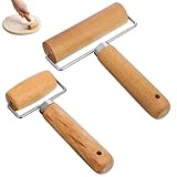 2 Pcs Pastry Roller, Wooden Rolling Pins Pizza Dough Roller Non-Stick Mini Rolling Pin for Pizza, Cookie, Pie, Dumpling, Home Kitchen Baking and Cooking