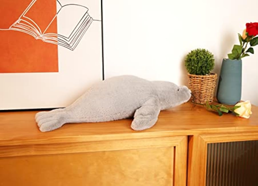 CSVBTRF Weighted Stuffed Animals, 2 lb, 23 Seal Plush Gift for Kids - Grey Hug Seal Plush Animals