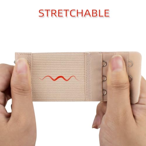 6 Pieces Bra Extenders 3 Hooks 3 Hook Women's Elastic Bra Extender Stretchy Bra Extension Strap Soft & Comfortable 3 Rows Bra Band Extender for Women Black White Skin Color Bra Extensions (3 Colors)3