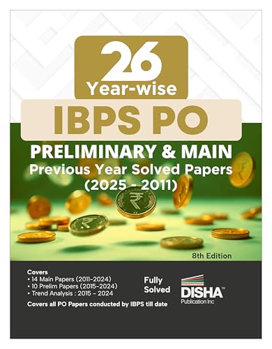 Image of Disha 26 Year-wise IBPS PO Preliminary & Main Exams Previous Year Solved Papers (2011 - 2025) 8th Edition