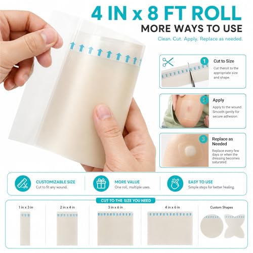 SCICOFIX Hydrocolloid Dressing Roll for Acne & Blisters, 4 in x 8FT, 1 Roll — view 6