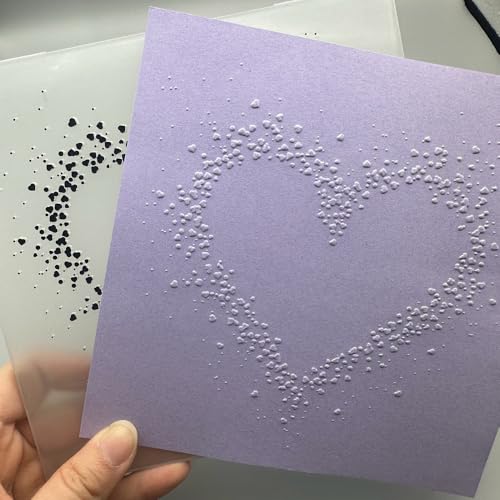 Plastic Embossing Folder Template Outline of Love and Love Texture 5.91x5.91 Inch for Card Making DIY Scrapbooking Paper Crafting Handmade Crafts Scrapbooking Arts Supplies Scrapbook Decor