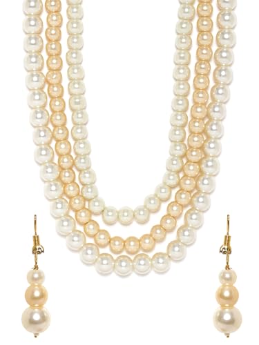 Image of Rubans Pearl Necklace Set Traditional Statement Jewellery Gift for Women & Girls