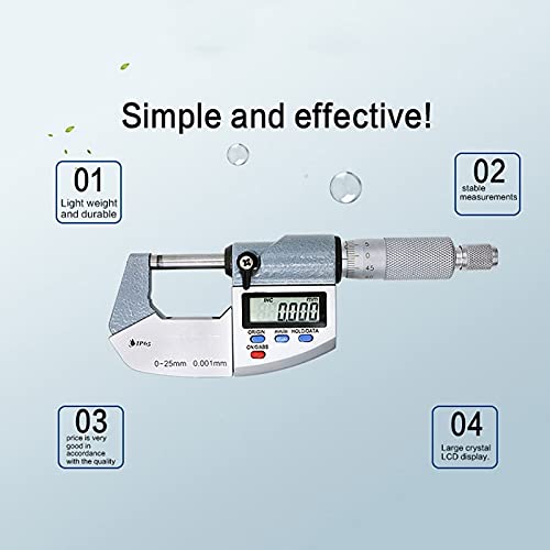 Mikrometr cyfrowy 0,001 mm elektroniczny cyfrowy mikrometr zewnętrzny 0-25 mm linijka, 0-25 mm