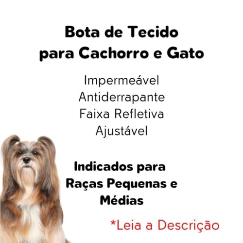 Sapato de Cachorro BOTA DE TECIDO ROSA para Cães Pequenos Antiderrapante Impermeável Ajustável (PEQU