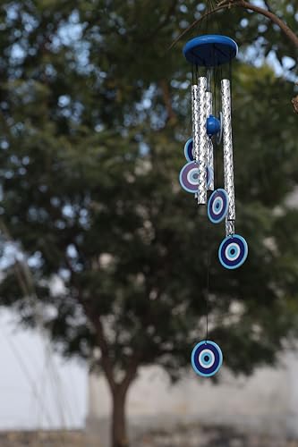Image of Evil Eye Wind Chime 27 Inch | Nazar Battu Hanging for Home Protection & Good Luck | Decorative Wind Chimes for Balcony, Living Room & Bedroom | Ideal Housewarming & Birthday Gift