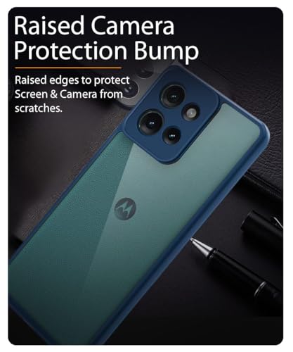 Image of WOW IMAGINE Shockproof Hybrid Back Cover for Motorola Moto Edge 50 5G | Hard Slim fit Back Case | PC & TPU | Clear Transparent Case - Blue