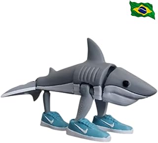 Tubarão Tralalero Tralala, Miniatura 3D Articulada 12 cm, Tênis Azuis, Brinquedo Infantil