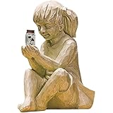 YUOPL Decoración al Aire Libre Figuras de jardín Escultura de jardín para niños con luz de Tarro de luciérnaga iluminada con energía Solar, Estatua de niña para Estatua de jardín-Decoración