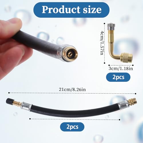 Image of Schrader Valve Extension Extenders Tire Valve Extension Dual Wheel Motorcycle Valves Stem 90 for Cars Truck Scooter Bikes