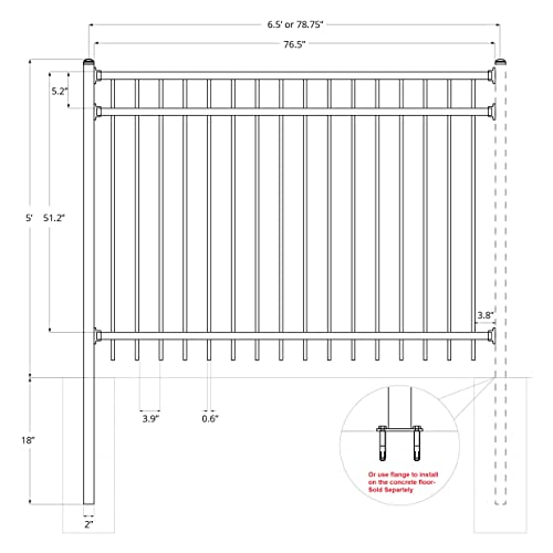 image for FENCESMART4U XCEL Fence ® Black Steel Anti-Rust Fence Panel - Flat En