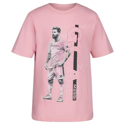 Image of Messi Boys' Lifestyle Short Sleeve T-Shirt, Slim-fit Graphic Tee, Cotton Blend Fabric
