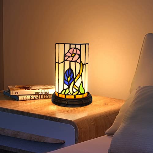 Blivuself Table Lamp Tiffany Bedside Small Desk Lamp, Antique Lamp Bedroom Lamp With Usb Tri-Color Dimmable For Nightstand, Dresser, Living Room, Kids Room, Dorm, Office (Led Bulb Included) (Flowers) #TOP3
