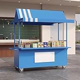 Chariot Alimentaire Mobile Commercial, Stand de Marché Extérieur pour la Vente de collations, de Bonbons et de Jouets, kiosque Mobile pour la Restauration de Rue(Blue,120cm/47.2in)