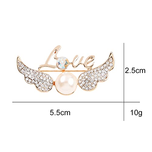 Image of Love Wing Brooch Pin Corsage, Sweater Dress Shawl Elegant Jewelry Accessory Decor for Wedding Birthday Party Christmas Gift