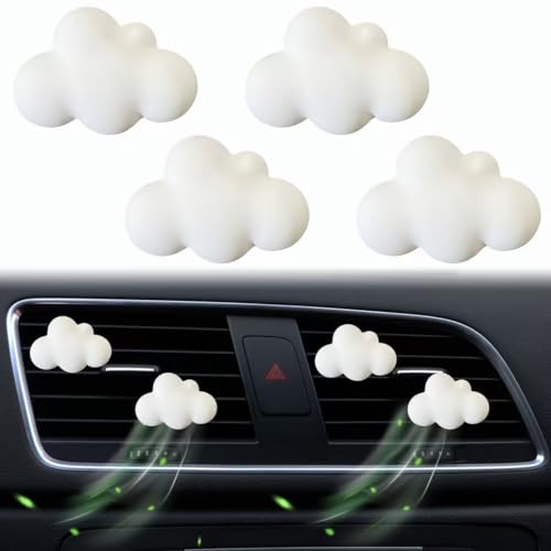 Image of 4 Pcs Cloud Air Vent Clips, Cute Cloud Car Air Fresheners Vents Clips Funny Car Diffuser Vent Clips Interior Decor Charm Cute Accessories Decoration for Women Automobile Aroma Diffusers