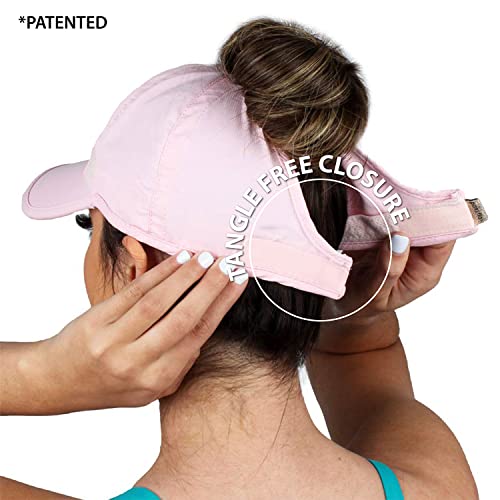 Ponyflo Active Ponytail Hat - Ponytail Caps For Women, Designed For Curly Hair Pink #TOP2