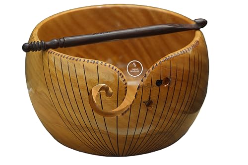 Bol à fil en bois fait main avec découpe en spirale élégante pour tricot - 5