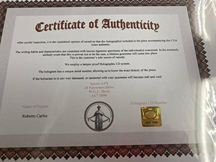 Amazon.co.jp: ロベルトカルロス レアルマドリード 直筆サイン入り