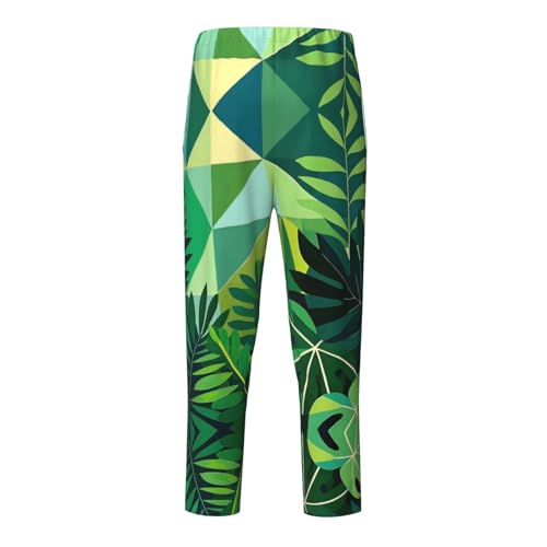 Pajama Pants Pajama Bottoms with Elastic Waistband Sleepwear Lounge Pants, Palm Leaves Geometric Background2