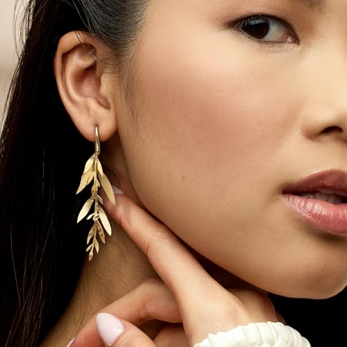 Ross-Simons Italian 18kt Gold Over Sterling Leaf and Branch Drop Earrings2