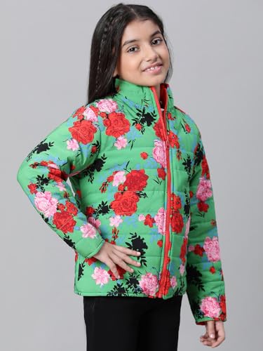 Image of oxolloxo Kids Girl Floral Print Zip Lined Long Sleeve Reversible Quilted Jacket
