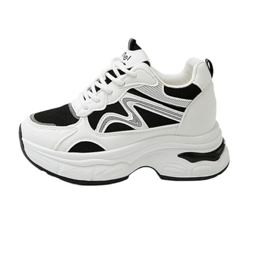 Summer Girl Breathable Thick-Soled Student mesh Sports Height Increase Small White Shoes2