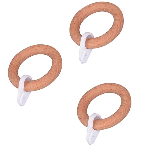 MUCKLILY 3Pcs Solid Curtain Rings for Drapery Smooth Finished Wooden Rod Rings with High Durability for Heavy Lightweight Curtains Versatile Home Decor Ornaments