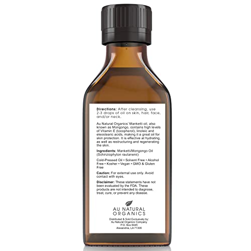 Au Natural Organics Manketti/Mongongo Oil - Cold Pressed, Extra Virgin Natural Moisturizer For Skin, Face, Body, Nails & Hair | Unrefined, Non Gmo, Therapeutic Grade Pure Essential Oil - 3.4Oz/100Ml #TOP5