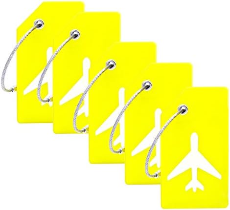 5Pack Silicone Luggage Tag with Name ID Card Perfect to Quickly Spot Luggage Suitcase by Ovener (Yellow)