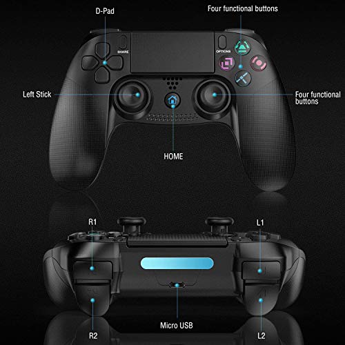Controlador para PS4, controlador sem fio Gamory para Playstation 4 / PS4 Pro / Slim, com vibração d