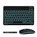 COEZFE Backlit Bluetooth Keyboard and Mouse Set, Ultra-Slim Wireless Keyboard and Mouse with 7-Color Backlit for iPad/Samsung Tablets/Lenovo Tablets & Other iOS Android Windows Devices, UK Layout