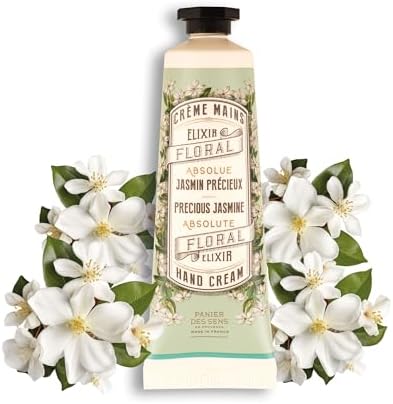 Panier des Sens - Small Hand Cream for Dry Cracked Hands - Jasmine Mini Hand Lotion for Dry Skin - With Sweet Almond and Olive Oil - Hand Care 96% Natural Ingredients - Travel Size 1 floz