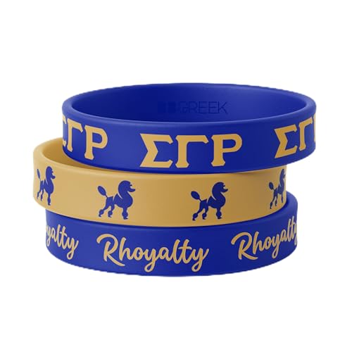 BBGreek Sigma Gamma Rho Sorority Paraphernalia - Official Vendor - Set of 3 Silicone Bracelets - Wrist Bands