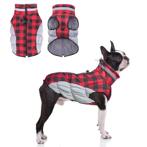 BEAUTYZOO Dog Winter Coat with Harness Built in, Waterproof Puffer Jacket