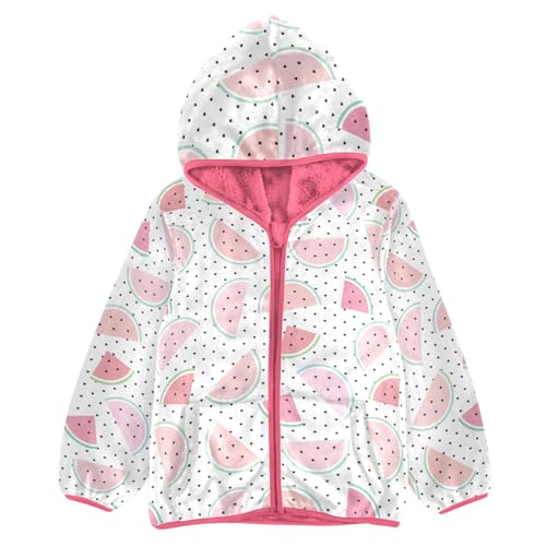 OTVEE Watermelon Pink Fruit Kids Hoodie Jacket Fall Spring Full Zip Warm Outwear Coat