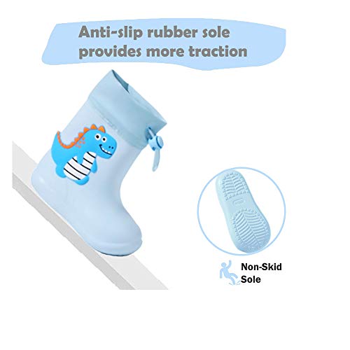 Drecage Kids Rain Boots Waterproof Lightweight EVA Rain Shoes for Toddler Girls Boys, with Elastic Cuff Ankle and Non-Slip Sole3