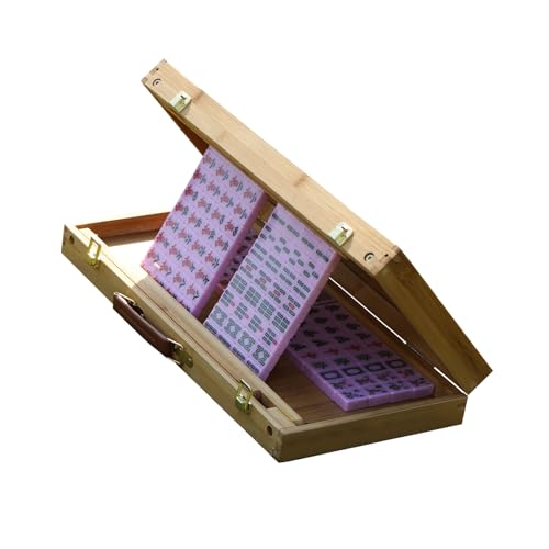 Chinese Mahjong Set 144 Sheets Aqua Pink con Mesa Plegable miniatura 5