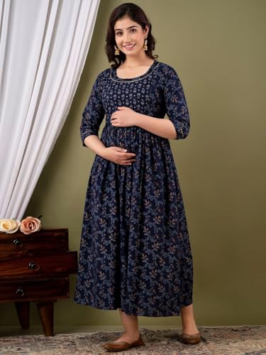 Image of Women's Maternity Kurti for Feeding Zippers | Feeding Kurti with Concealed Zip for Pre & Post Pregnancy |Maternity Dresses for Women (Combo Pack of 2 Kurti)