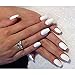 Fstrend White Frosted 24Pcs False Nails Matte Full Cover Medium Ballerina Square Coffin Natural Fashion Acrylic Fake Nail for Women and Girls