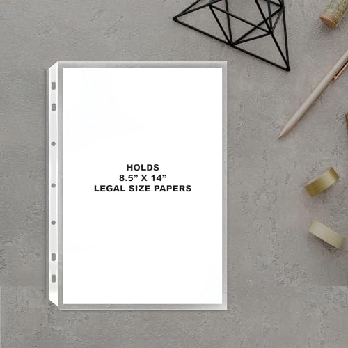 Legal Size Sheet Protectors 8.5x14, 100 Pack Heavyweight Top Loading, Archival Safe Acid Free Clear Polypropylene Page Protectors for 3 Ring Binder, Document Sleeves - Performore image 1