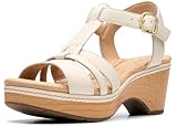 Clarks Women's Seannah Madi Heeled Sandal, Cream Leather, 9.5 M US