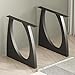 FUSHIAIPTC Table Legs 28 Inch, Heavy Duty Metal Desk Legs for Table, Thickened and Widened Dining Table Legs Set of 2, Black Modern Elliptical DIY Artistic Design Legs (28''x 28'')