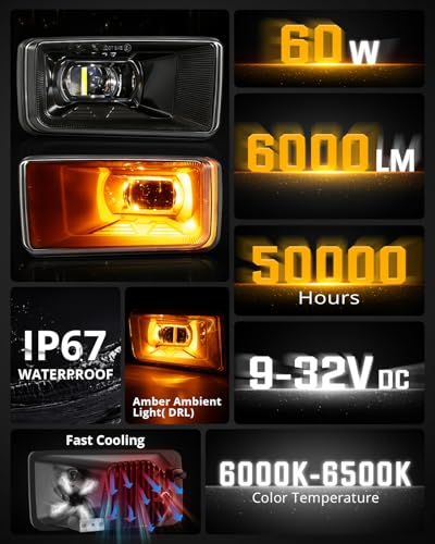 Image of Auxbeam 60W LED fog lights Lamps with DRL, Bumper Fog Lights for Chevy Silverado 2008-2014 Suburban Tahoe 2007-2015 Avalanche 2007-2013 GMC Sierra Yukon, Dot Approved, IP67 Waterproof, Black, Pair
