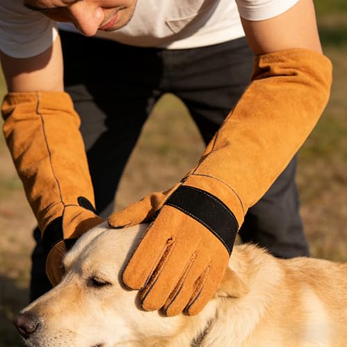 MZSX Bissfeste Handschuhe für den Umgang mit Tieren, 45cm Anti-Biss Arbeitshandschuhe, Reptilien Handhabungshandschuhe, für Schweißen, Gartenarbeit, Umgang mit Katze/Hund/Vogel/Schlange/Reptil